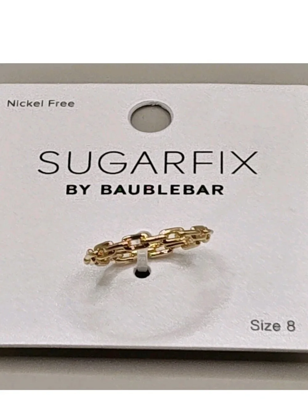 Sugarfix Baublebar Lot of 2 Gold Rings Rope Open Link Rhinestones Gold Tone